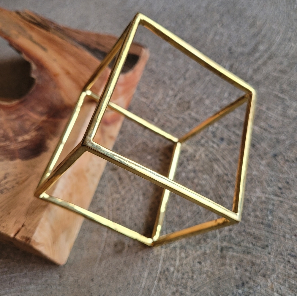 Brass cube square bangle bracelet like new